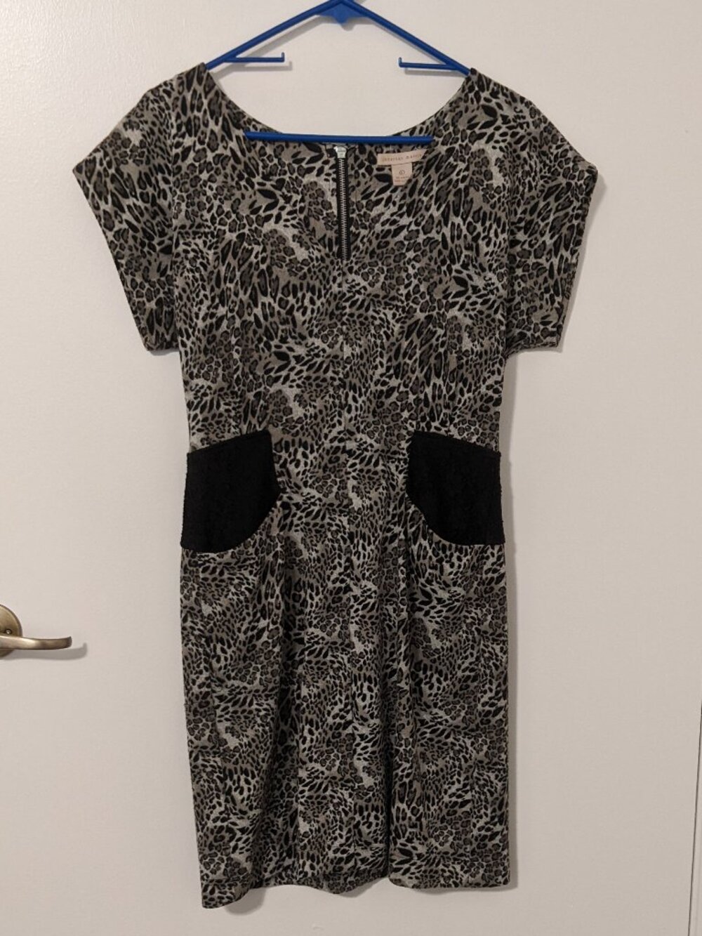 Jonathan Martin Animal Print Cheetah Womens L Sheath Dress Lace Party Date Night